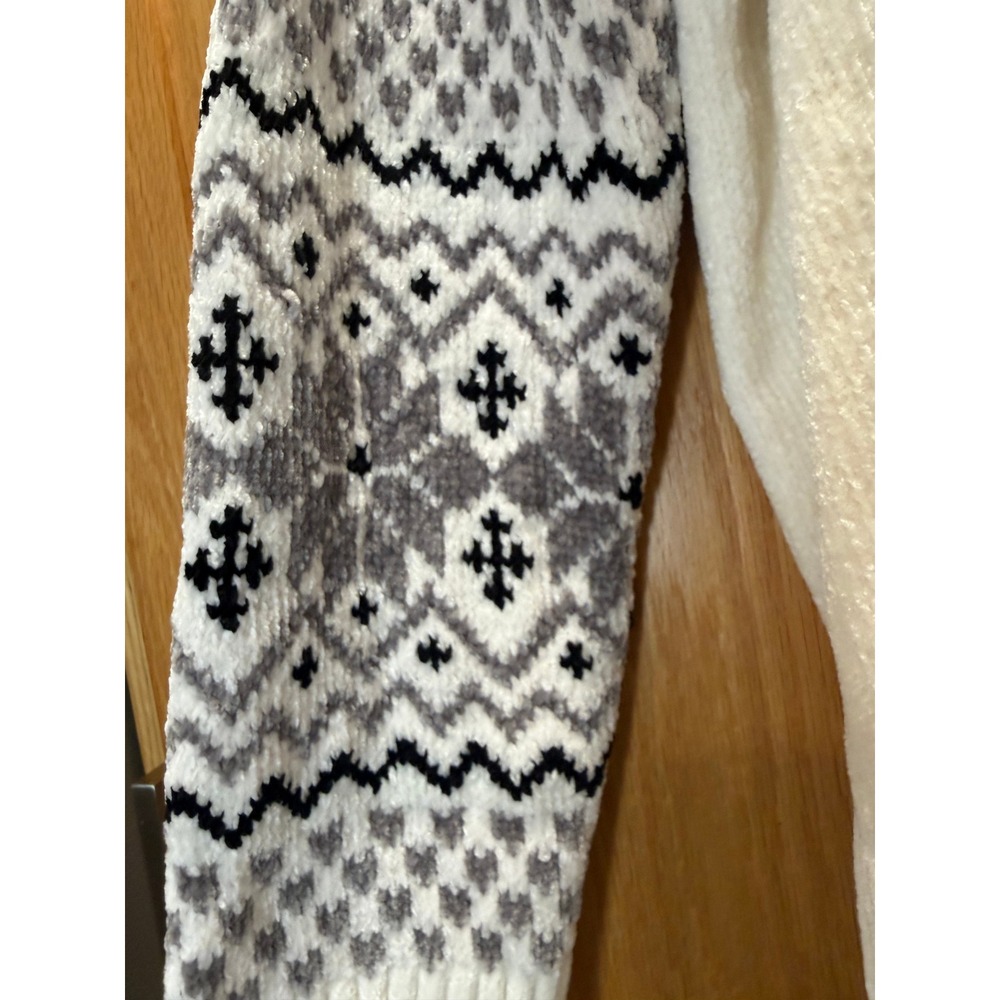 Christian Siriano New York Womens White Fair Isle Sleeve Mock Neck Sweater Large - Picture 4 of 6